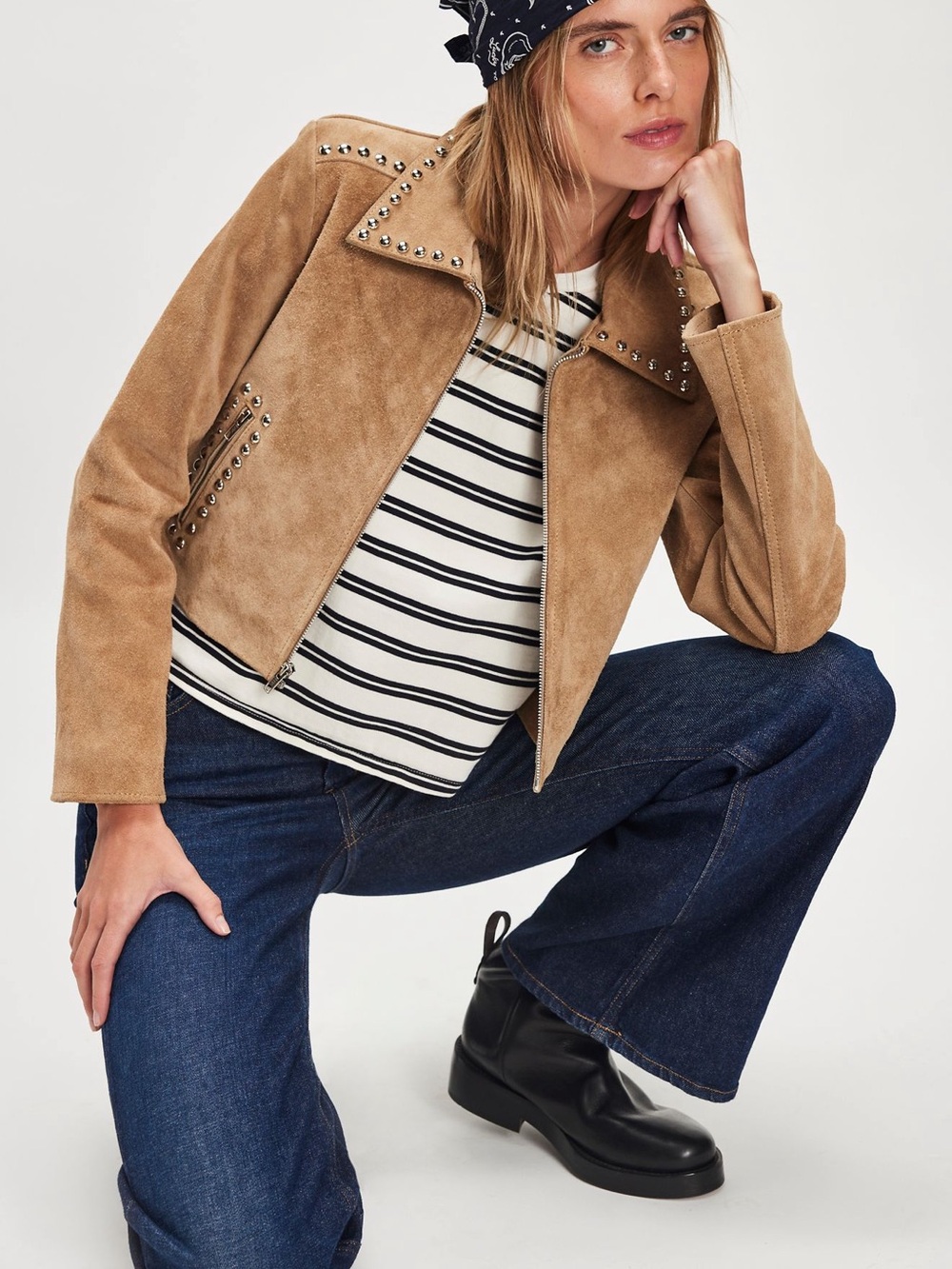 Understated leather suede jacket